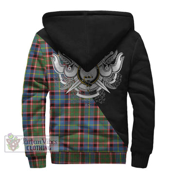 Norvel Tartan Sherpa Hoodie with Family Crest and Military Logo Style - Tartan Vibes Clothing