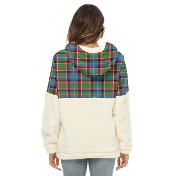 Norvel Tartan Half Style Women's Borg Fleece Hoodie with Half Zip with Family Crest - Tartan Vibes Clothing