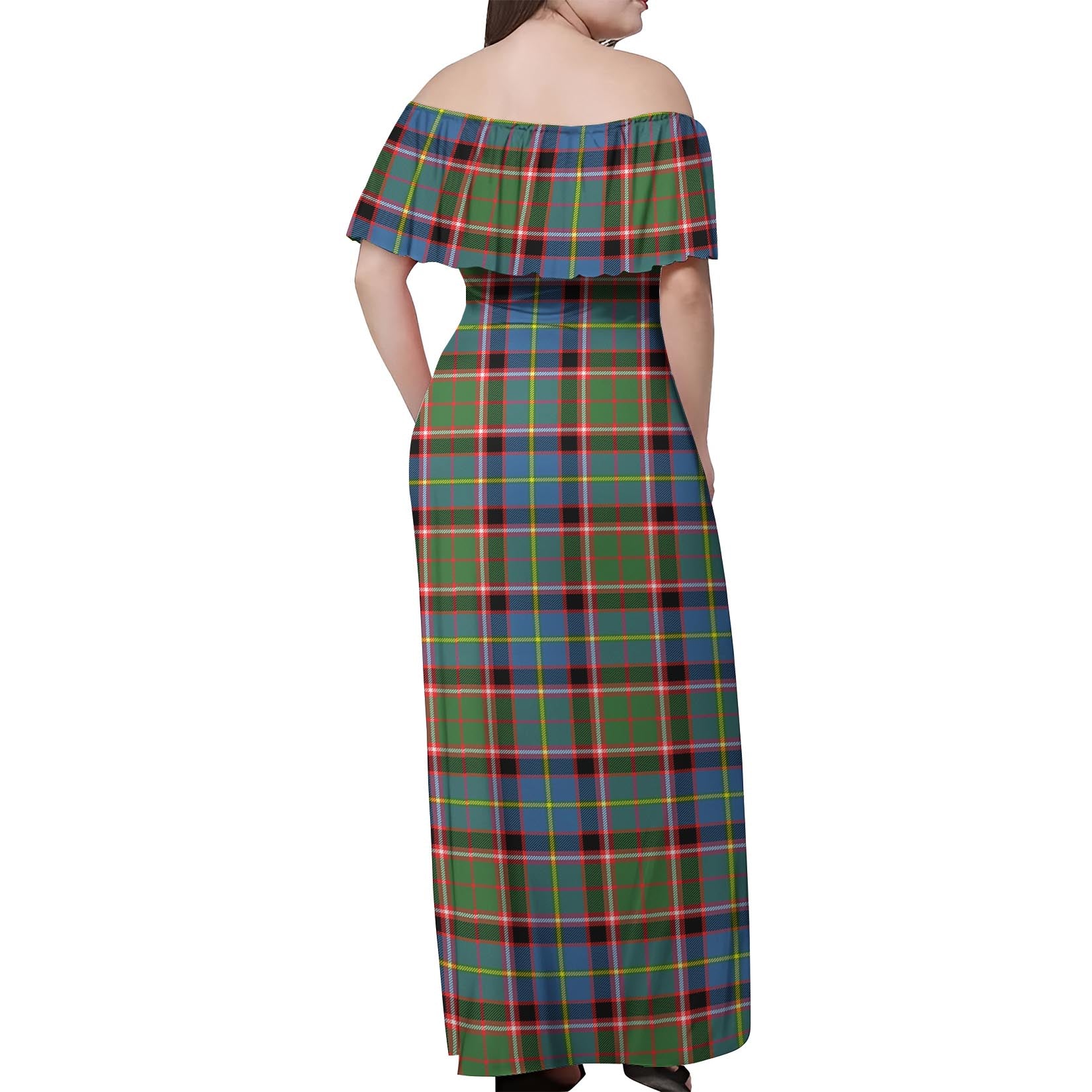 Norvel Tartan Off Shoulder Long Dress - Tartan Vibes Clothing