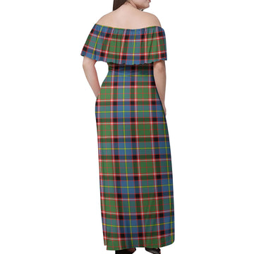 Norvel Tartan Off Shoulder Long Dress - Tartan Vibes Clothing