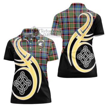 Norvel Tartan Women's Polo Shirt with Family Crest and Celtic Symbol Style - Tartan Vibes Clothing