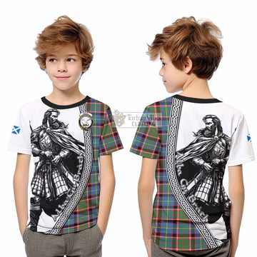Norvel Tartan Clan Crest Kid T-Shirt with Highlander Warrior Celtic Style - Tartan Vibes Clothing