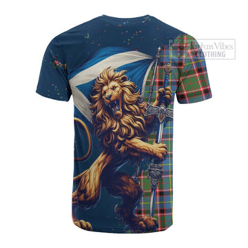 Norvel Tartan Family Crest Cotton T-shirt with Scottish Majestic Lion - Tartan Vibes Clothing