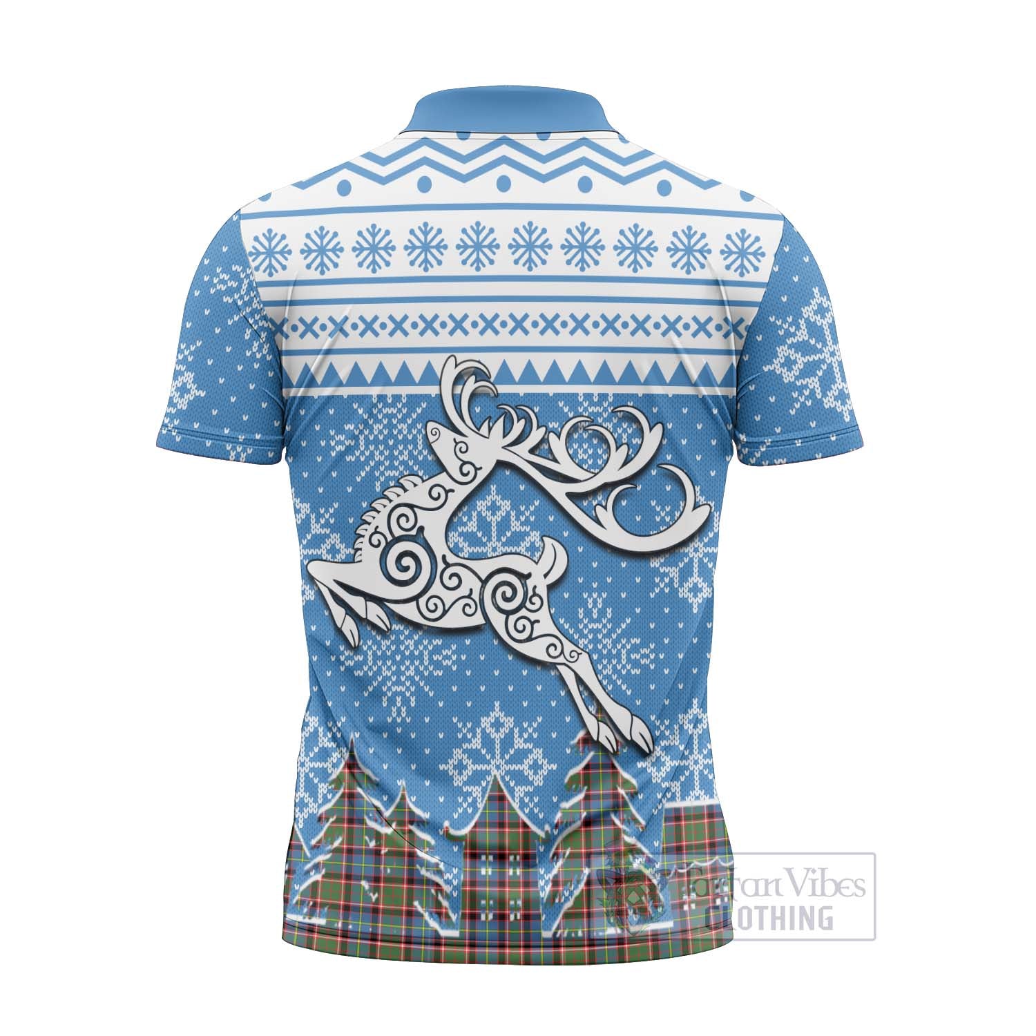 Norvel Clan Christmas Zipper Polo Shirt Celtic Reindeer Style - Tartan Vibes Clothing
