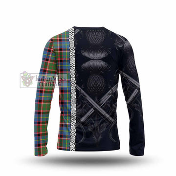 Norvel Tartan Long Sleeve T-Shirt with Family Crest Cross Sword Thistle Celtic Vibes - Tartan Vibes Clothing