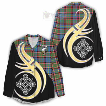 Norvel Tartan Women's Casual Shirt with Family Crest and Celtic Symbol Style - Tartan Vibes Clothing