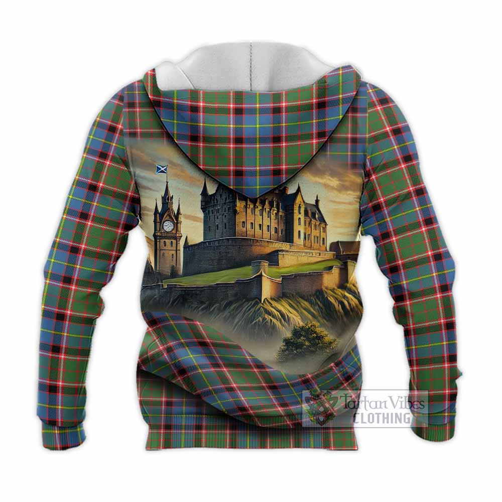 Norvel Tartan Family Crest Knitted Hoodie with Scottish Ancient Castle Style - Tartan Vibes Clothing