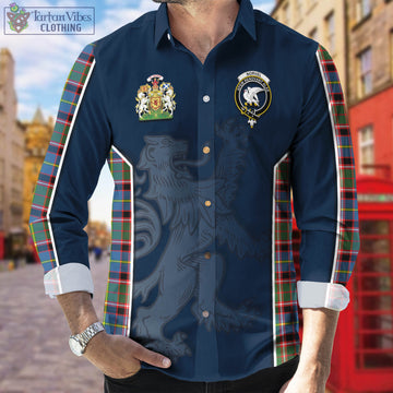 Norvel Tartan Long Sleeve Button Up Shirt with Family Crest and Lion Rampant Vibes Sport Style - Tartan Vibes Clothing