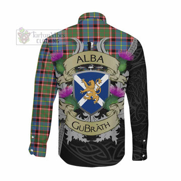 Norvel Tartan Family Crest Long Sleeve Button Shirt Lion Rampant Royal Thistle Shield Celtic Inspired Men's Shirt - Tartan Vibes Clothing