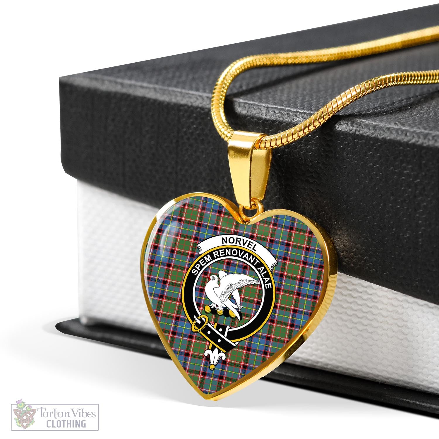 Norvel Tartan Heart Necklace with Family Crest - Tartan Vibes Clothing