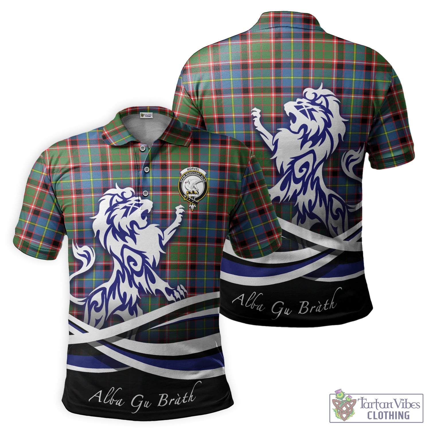 Norvel Tartan Polo Shirt with Alba Gu Brath Regal Lion Emblem - Tartan Vibes Clothing