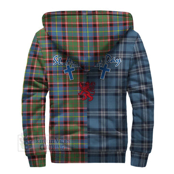 Norvel Tartan Sherpa Hoodie Happy St. Andrew's Day Half Tartan Style - Tartan Vibes Clothing