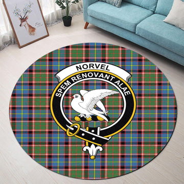 Norvel Tartan Round Rug with Family Crest - Tartan Vibes Clothing