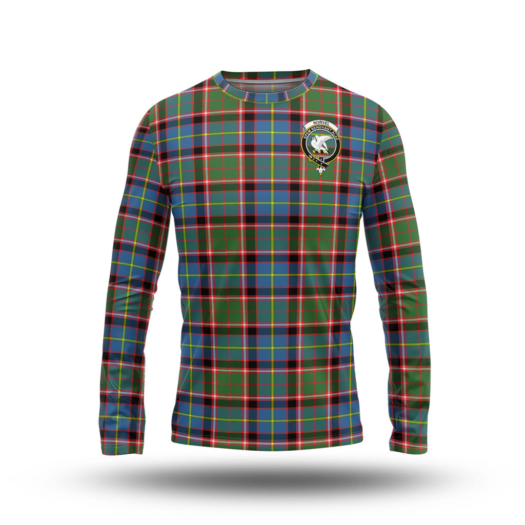 Norvel Tartan Long Sleeve T-Shirt with Family Crest - Tartan Vibes Clothing
