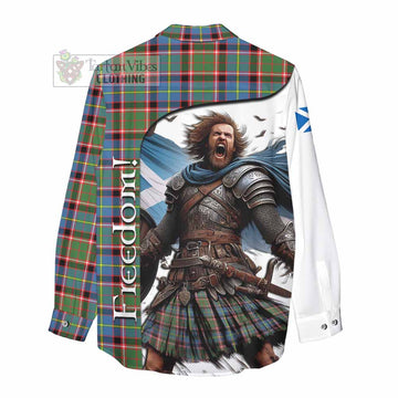 Tartan Vibes Clothing Norvel Crest Tartan Women's Casual Shirt Inspired by the Freedom of Scottish Warrior