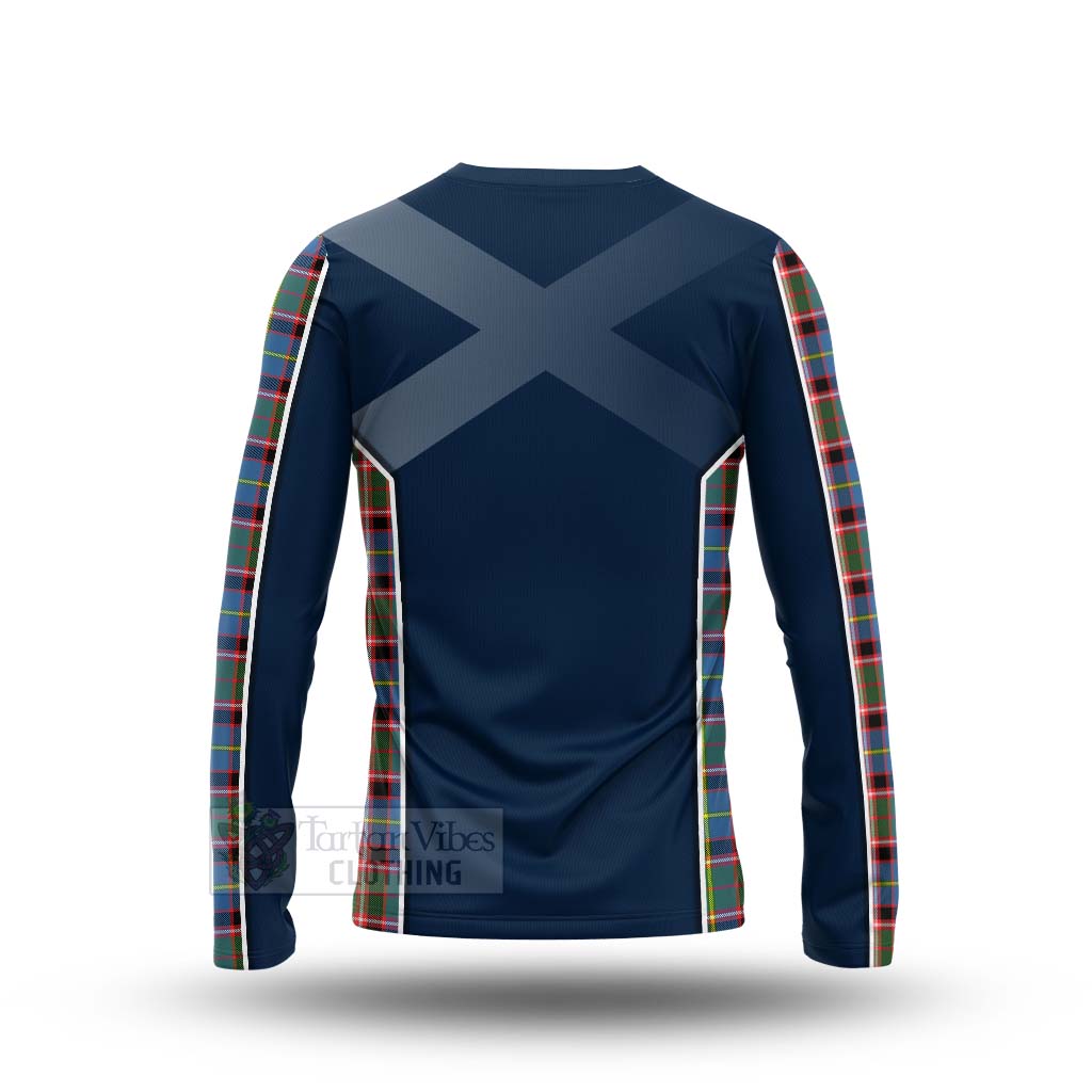 Tartan Vibes Clothing Norvel Tartan Long Sleeve T-Shirt with Family Crest and Scottish Thistle Vibes Sport Style