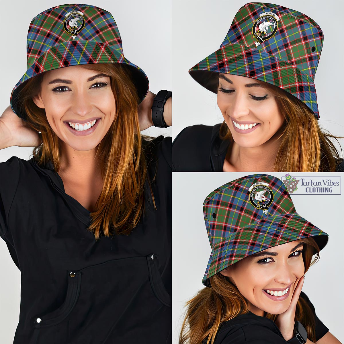 Norvel Tartan Bucket Hat with Family Crest - Tartan Vibes Clothing