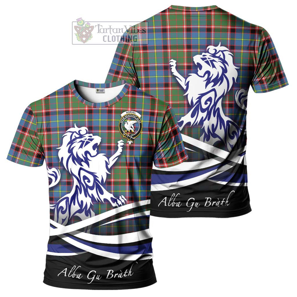 Norvel Tartan Cotton T-shirt with Alba Gu Brath Regal Lion Emblem Women's Shirt - Tartan Vibes Clothing