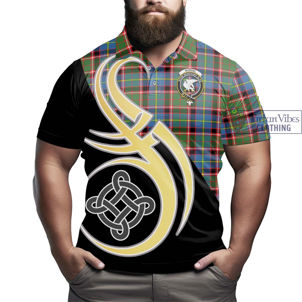 Norvel Tartan Polo Shirt with Family Crest and Celtic Symbol Style - Tartan Vibes Clothing