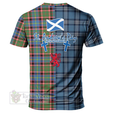 Norvel Tartan T-Shirt Happy St. Andrew's Day Half Tartan Style - Tartan Vibes Clothing