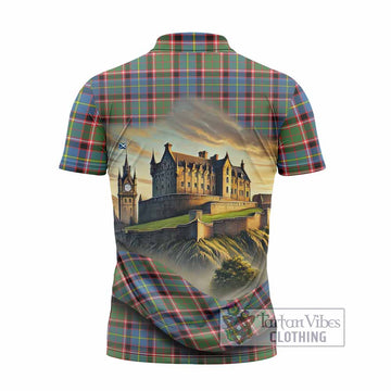 Norvel Tartan Family Crest Zipper Polo Shirt with Scottish Ancient Castle Style - Tartan Vibes Clothing