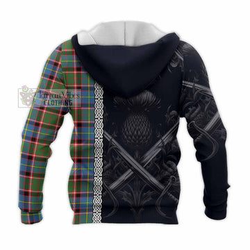Norvel Tartan Knitted Hoodie with Family Crest Cross Sword Thistle Celtic Vibes - Tartan Vibes Clothing
