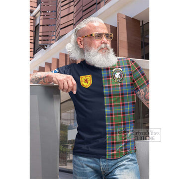 Norvel Tartan Cotton T-shirt Alba with Scottish Lion Royal Arm Half Style Men's Shirt - Tartan Vibes Clothing