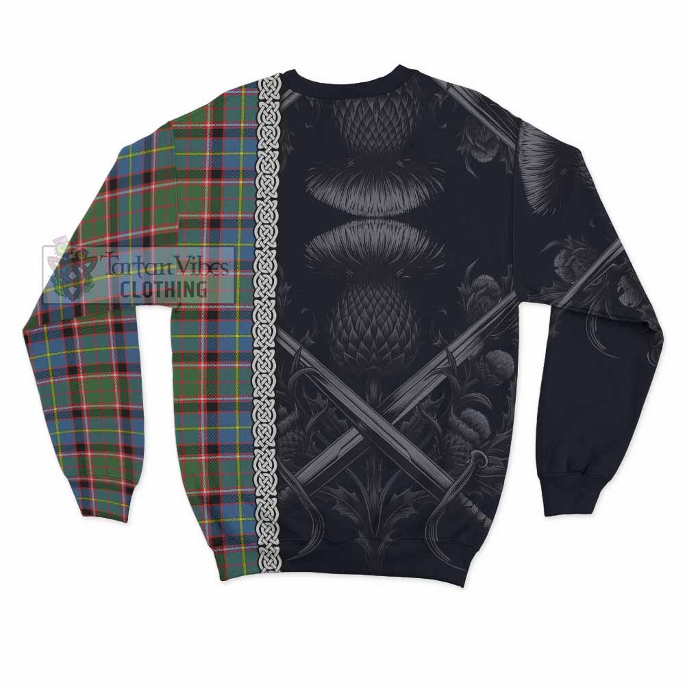 Norvel Tartan Sweatshirt with Family Crest Cross Sword Thistle Celtic Vibes - Tartan Vibes Clothing