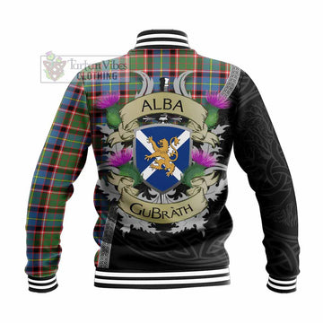 Norvel Tartan Family Crest Baseball Jacket Lion Rampant Royal Thistle Shield Celtic Inspired - Tartan Vibes Clothing