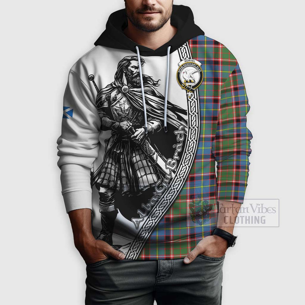 Norvel Tartan Clan Crest Hoodie with Highlander Warrior Celtic Style - Tartan Vibes Clothing