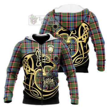 Norvel Tartan Knitted Hoodie with Family Crest Celtic Wolf Style Unisex Knitted Zip Hoodie - Tartan Vibes Clothing