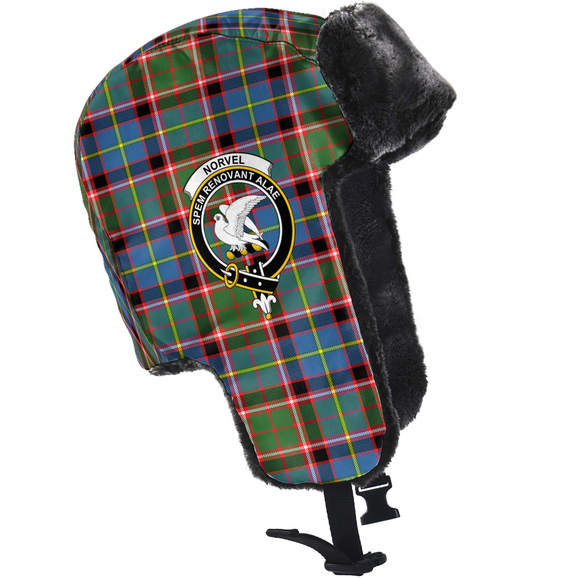 Norvel Tartan Winter Trapper Hat with Family Crest - Tartan Vibes Clothing