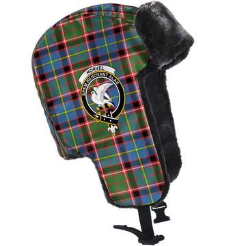 Norvel Tartan Winter Trapper Hat with Family Crest - Tartan Vibes Clothing