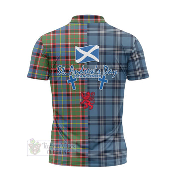 Norvel Tartan Zipper Polo Shirt Happy St. Andrew's Day Half Tartan Style - Tartan Vibes Clothing