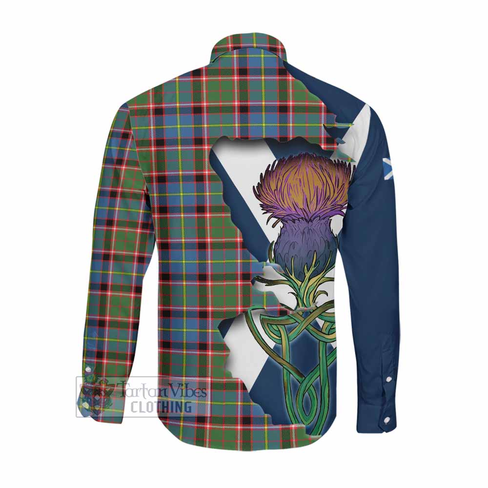 Norvel Tartan Family Crest Long Sleeve Button Shirt Scottish Thistle Celtic Inspired Men's Shirt - Tartan Vibes Clothing