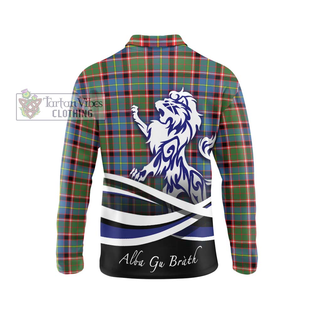Norvel Tartan Long Sleeve Polo Shirt with Alba Gu Brath Regal Lion Emblem - Tartan Vibes Clothing
