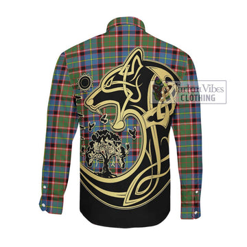 Norvel Tartan Long Sleeve Button Shirt with Family Crest Celtic Wolf Style Men's Shirt - Tartan Vibes Clothing
