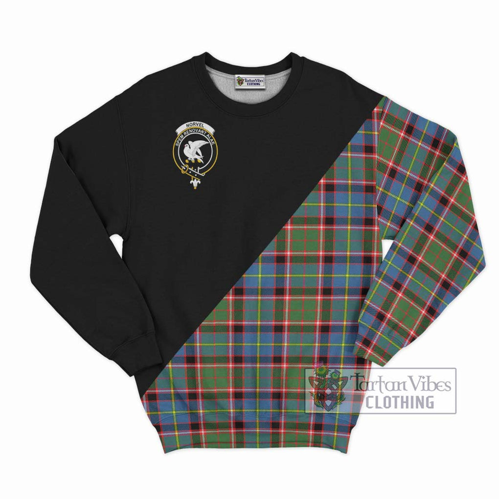 Norvel Tartan Sweatshirt with Family Crest and Military Logo Style - Tartan Vibes Clothing