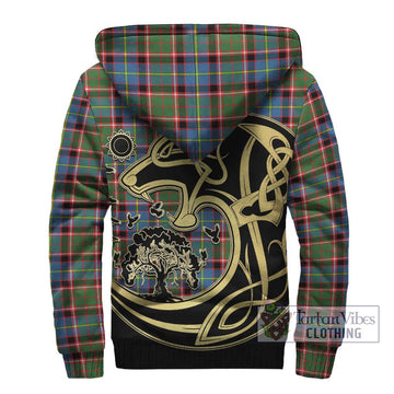 Norvel Tartan Sherpa Hoodie with Family Crest Celtic Wolf Style - Tartan Vibes Clothing
