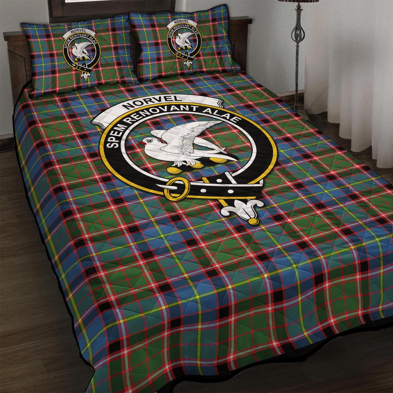 Norvel Tartan Quilt Bed Set with Family Crest - Tartan Vibes Clothing