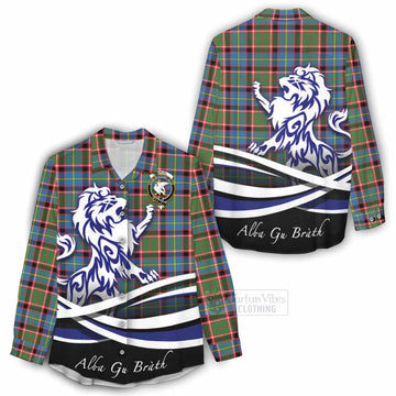 Norvel Tartan Women's Casual Shirt with Alba Gu Brath Regal Lion Emblem - Tartan Vibes Clothing