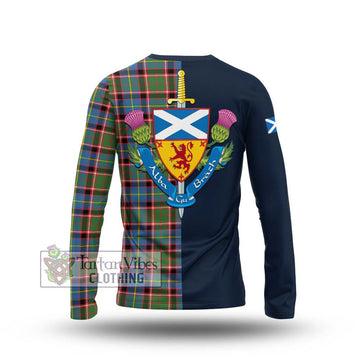 Norvel Tartan Long Sleeve T-Shirt Alba with Scottish Lion Royal Arm Half Style - Tartan Vibes Clothing