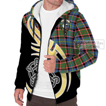 Norvel Tartan Sherpa Hoodie with Family Crest and Celtic Symbol Style - Tartan Vibes Clothing