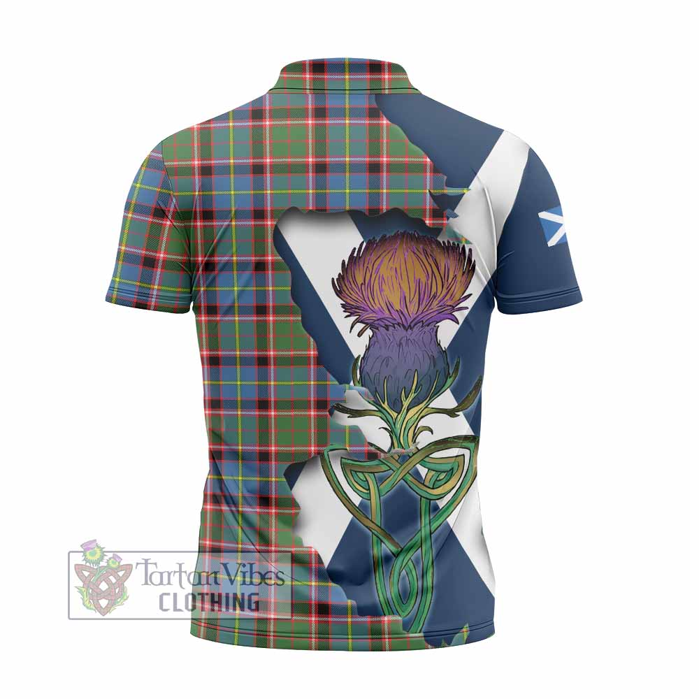 Norvel Tartan Family Crest Zipper Polo Shirt Scottish Thistle Celtic Inspired - Tartan Vibes Clothing