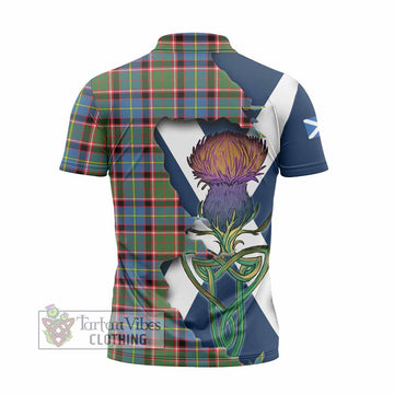 Norvel Tartan Family Crest Zipper Polo Shirt Scottish Thistle Celtic Inspired - Tartan Vibes Clothing