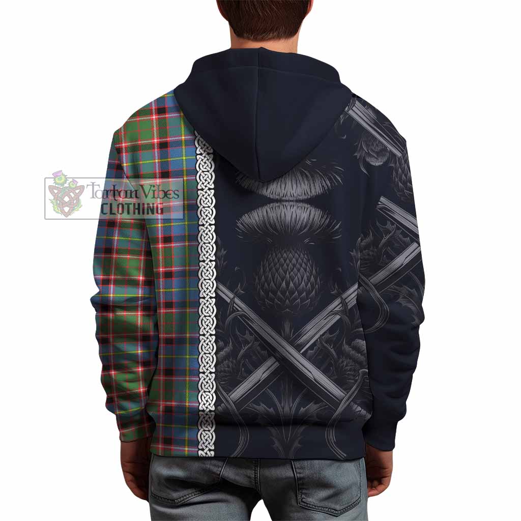 Norvel Tartan Hoodie with Family Crest Cross Sword Thistle Celtic Vibes - Tartan Vibes Clothing