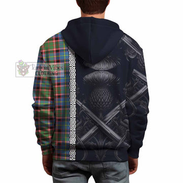 Norvel Tartan Hoodie with Family Crest Cross Sword Thistle Celtic Vibes - Tartan Vibes Clothing