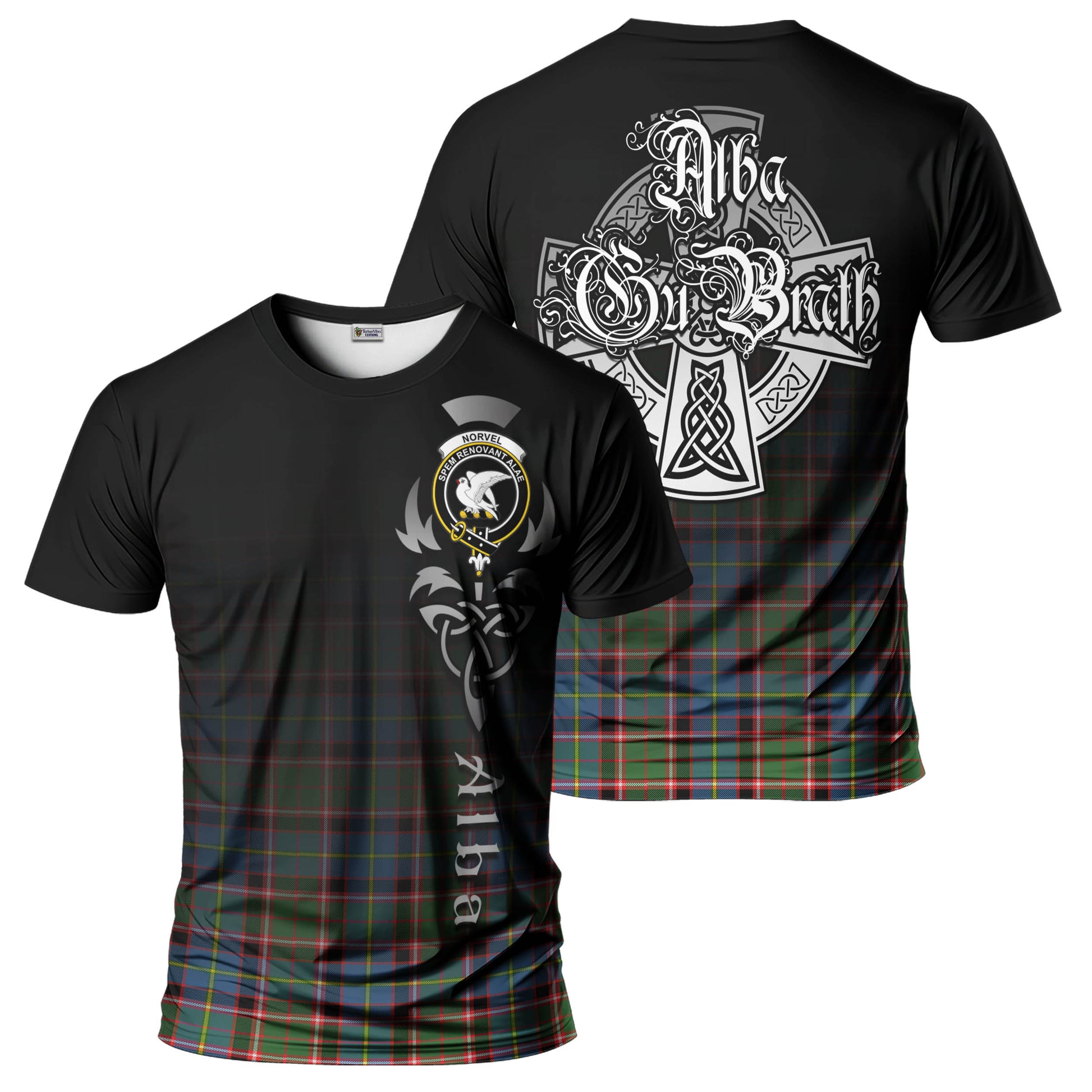 Norvel Tartan T-Shirt Featuring Alba Gu Brath Family Crest Celtic Inspired - Tartan Vibes Clothing