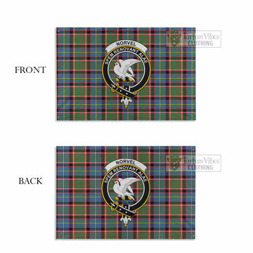 Tartan Vibes Clothing Norvel Tartan House Flag with Family Crest