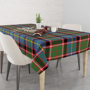 Norvel Tartan Tablecloth with Clan Crest and the Golden Sword of Courageous Legacy